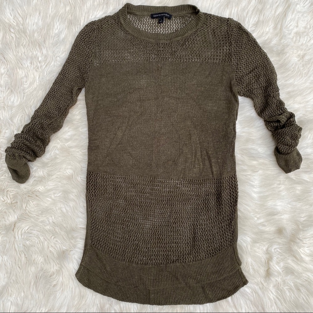 Banana Republic Mesh Long Sleeve Top - Olive Green